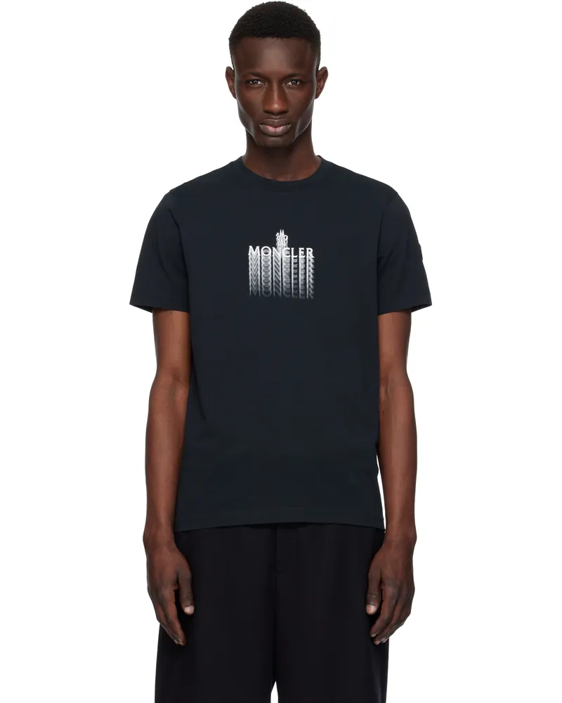 Moncler Navy Faded Logo Cotton T-shirt 742