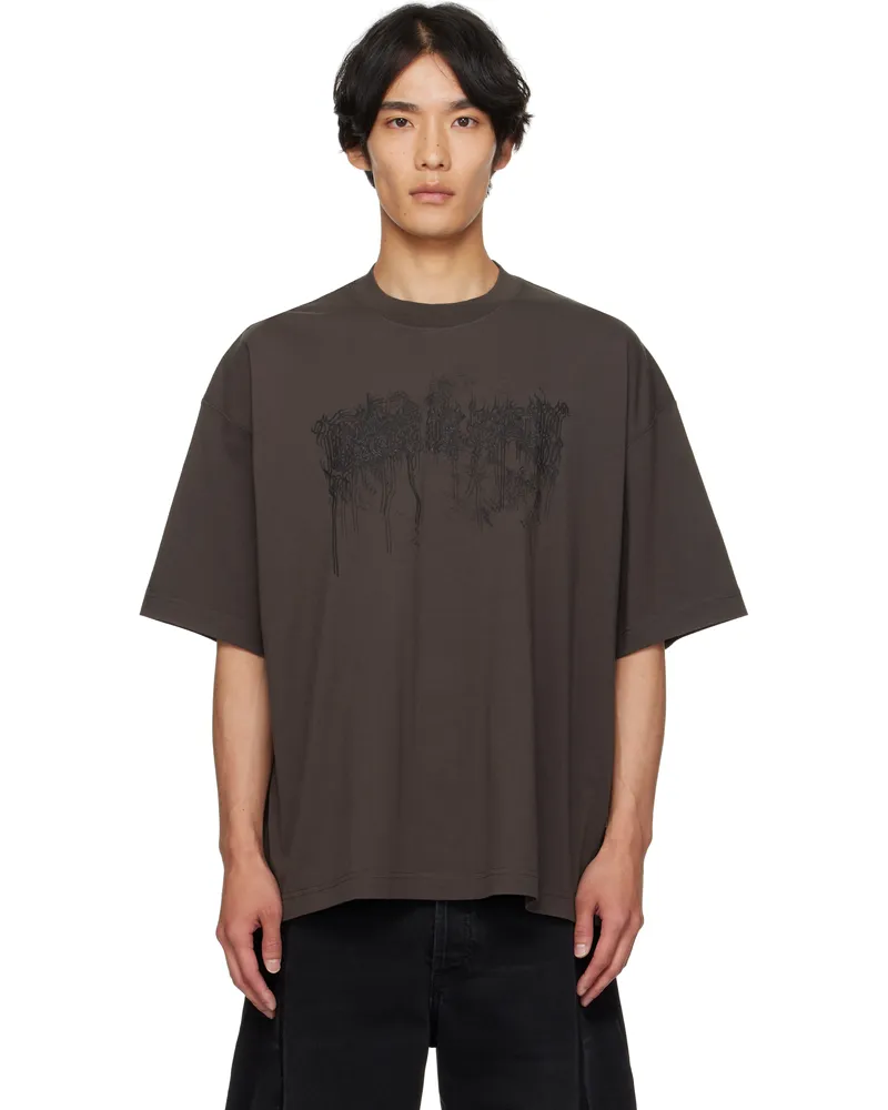 VETEMENTS Brown Cradle of Filth Double Dripping Logo T-shirt Chocolate