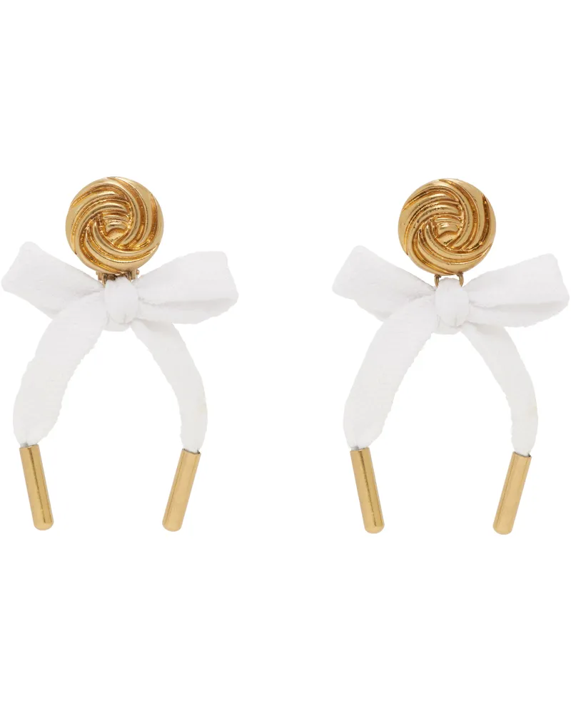 Moschino Gold & White Bow Earrings Multi