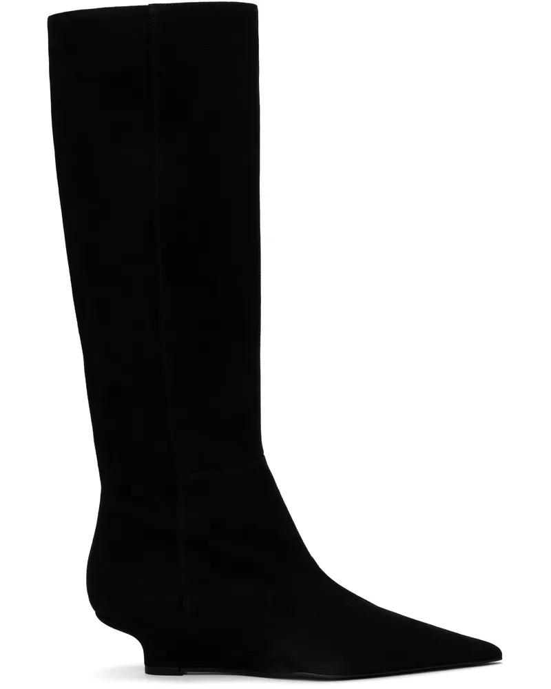 Totême Black Sharp Suede Knee-High Boots Black