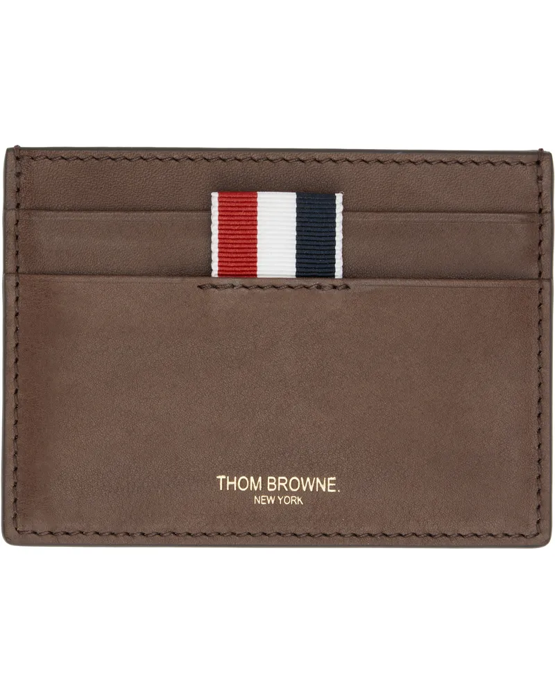 Thom Browne Brown Soft Calf Single Card Holder 205dark