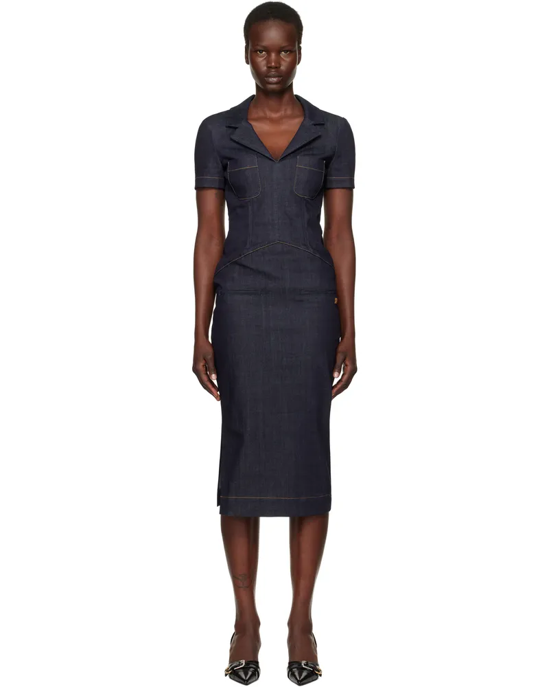 Givenchy Blue 4G Denim Midi Dress 420-medium