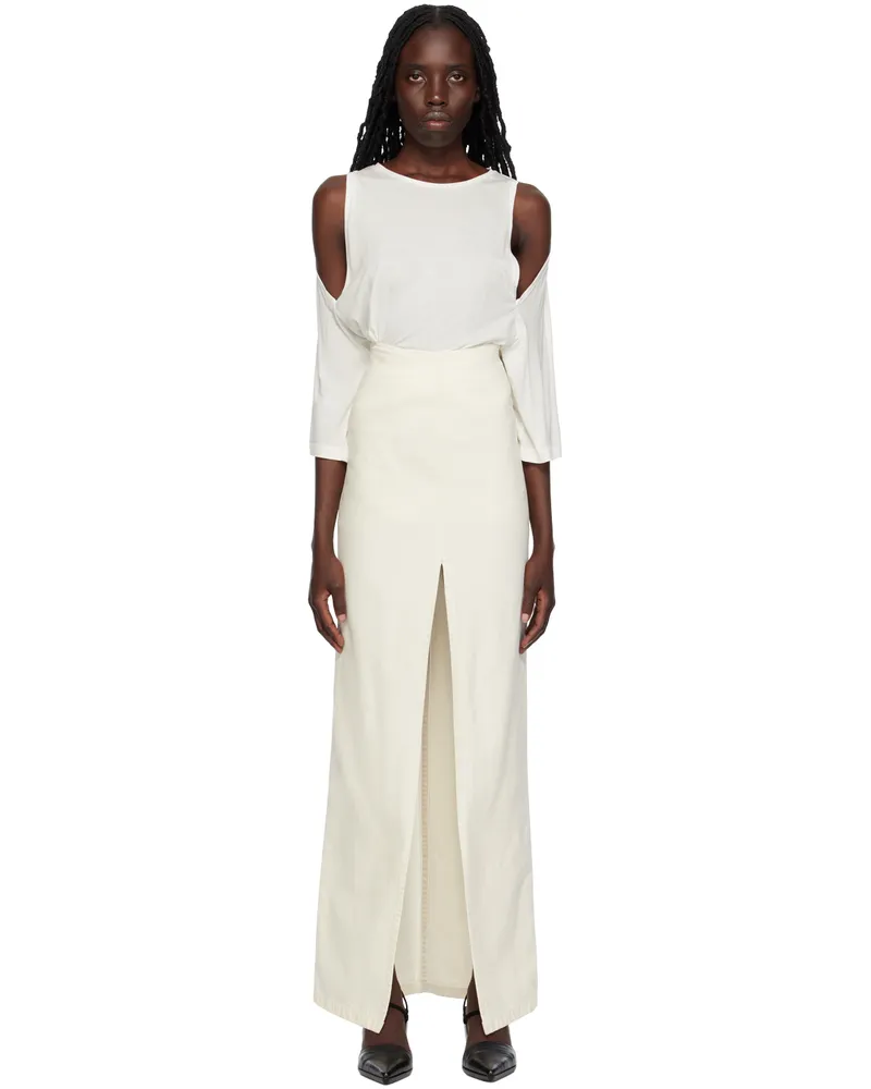 Ann Demeulemeester White Chalisa Denim Maxi Skirt 020