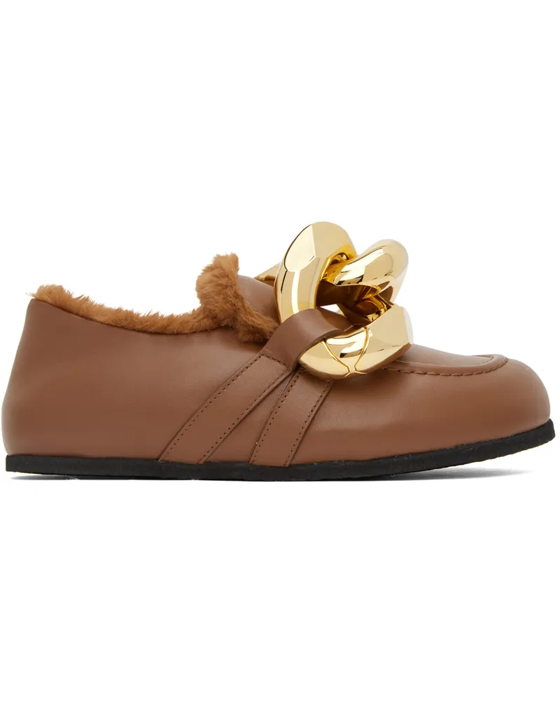 J.W.Anderson Brown Shearling Chain Loafers 506