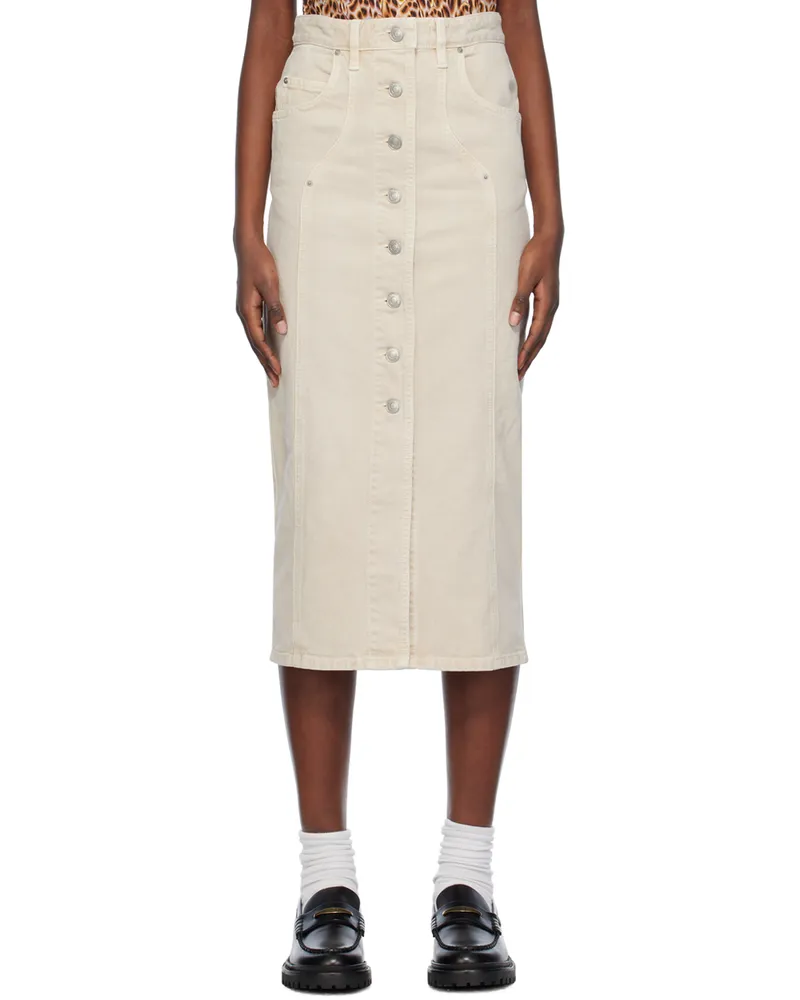 Étoile Isabel Marant Beige Vandy Denim Midi Skirt 23ec