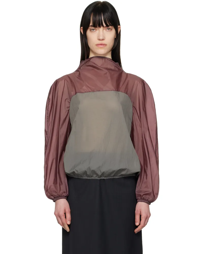 AMOMENTO Gray & Purple Sheer Nylon Two-Way Jacket Purple