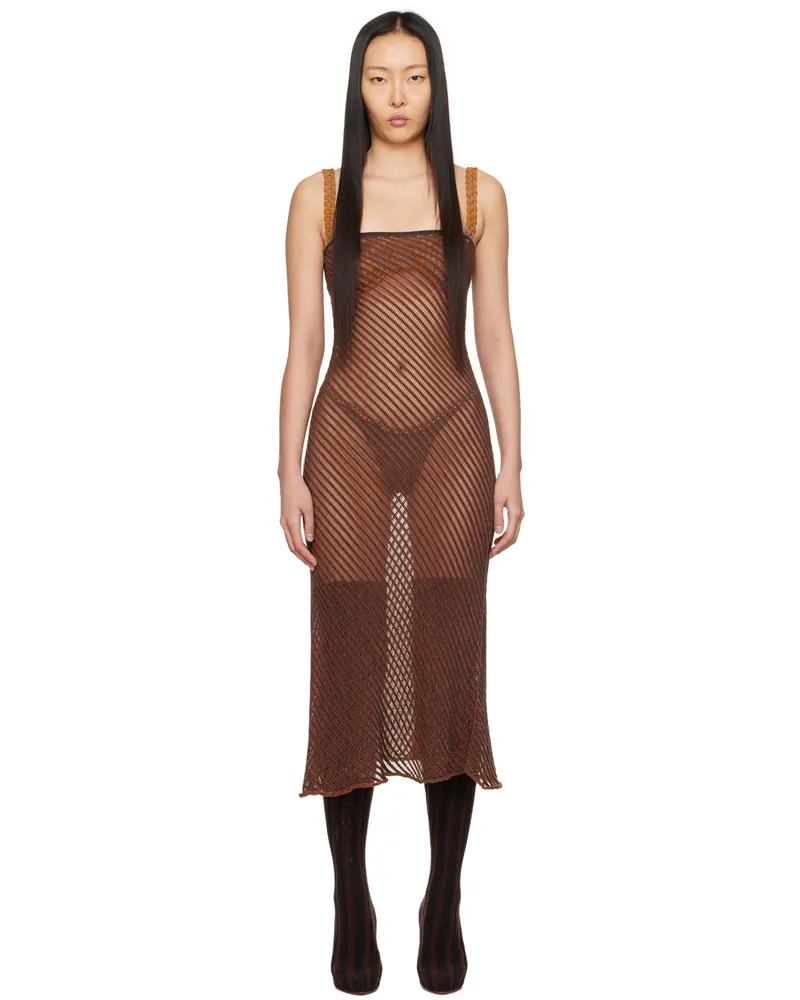 Isa Boulder Brown Moire Maxi Dress Soilorange