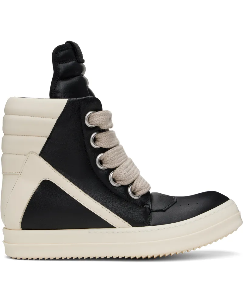 Rick Owens Black & Off-White Hollywood Jumbolace Geobasket Sneakers 911