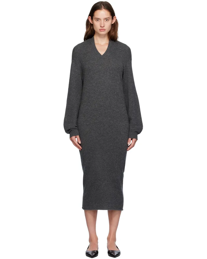GIA STUDIOS Gray Wool & Cashmere Midi Dress Slate