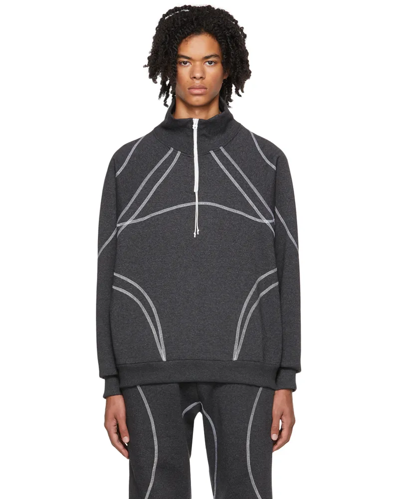 Saul Nash Gray Overlock Stitch Sweatshirt Dark
