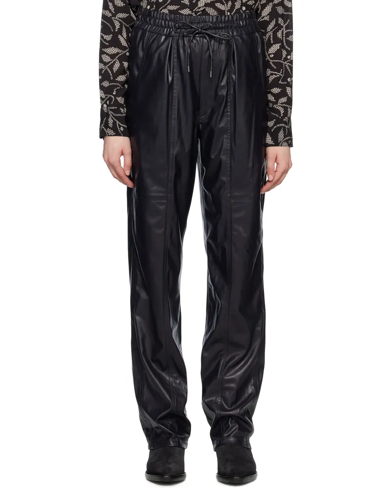 Étoile Isabel Marant Black Brina Faux-Leather Trousers Bkmd