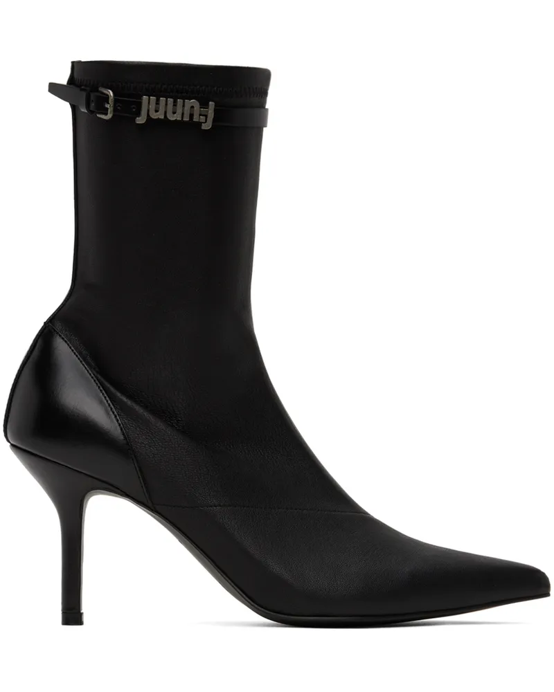 JUUN.J Black Pointed Ankle Boots Black