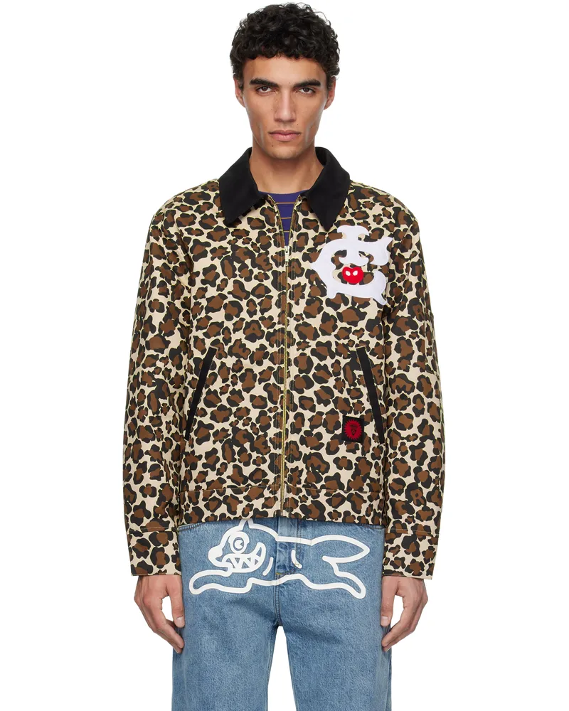 ICECREAM Beige & Brown Work Jacket Leopard