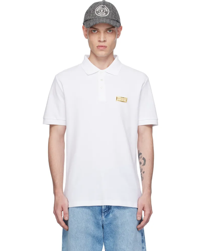 Versace Jeans White Logo Slim-Fit Polo E003-white