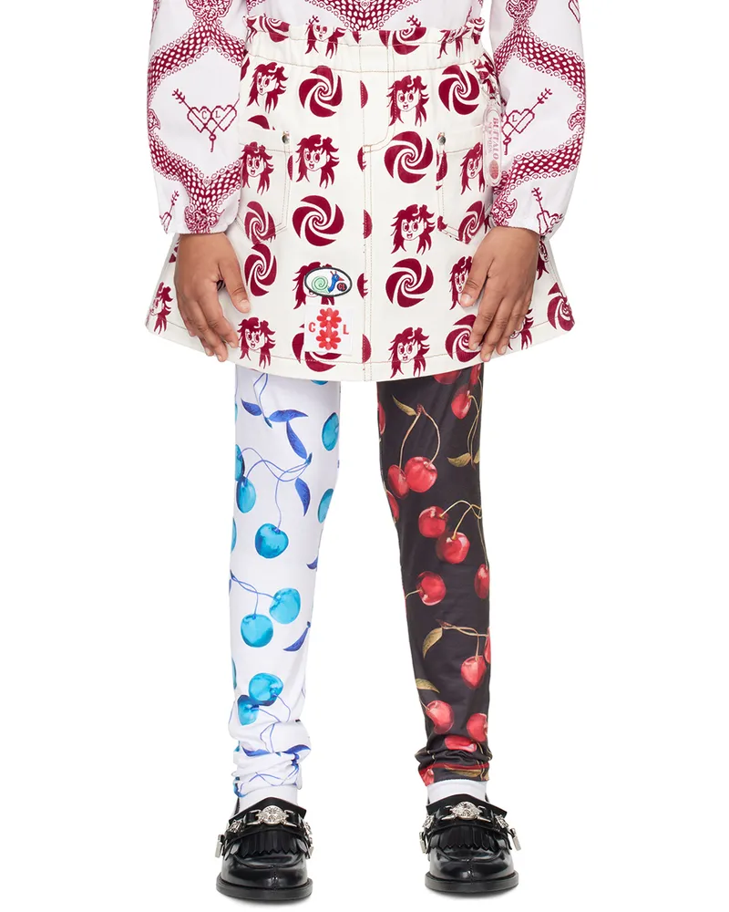 CHOPOVA LOWENA SSENSE Exclusive Kids White Swirl Girl Denim Skirt Red