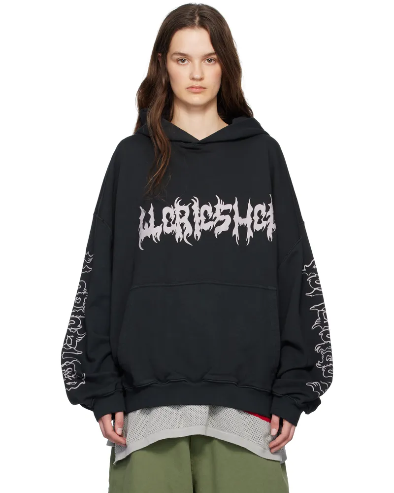 032c Black Faithless Oversized Hoodie Faded