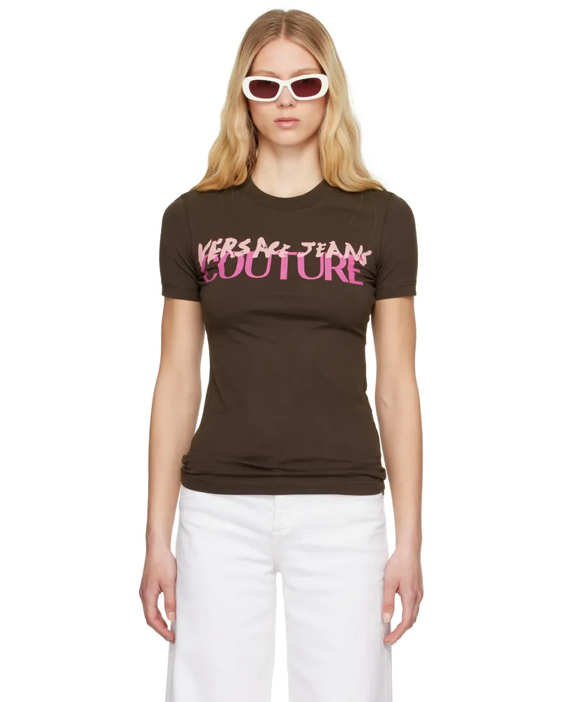 Versace Jeans Brown Institutional Logo T-shirt E721