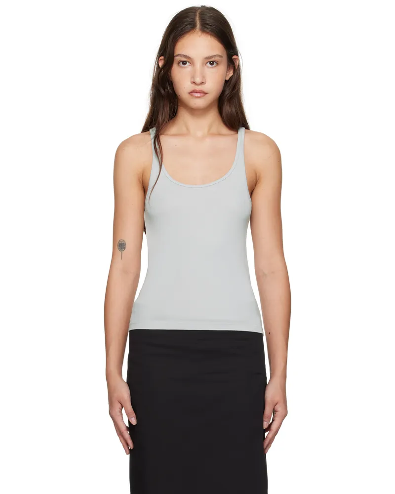 St. Agni Gray Organic Cotton Slim Scoop Tank Top Silver