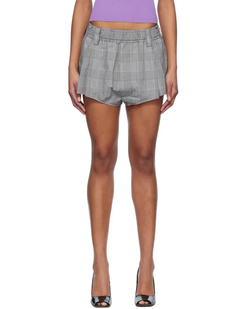 Meryll Rogge Black & White Drawstring Micro Shorts Black