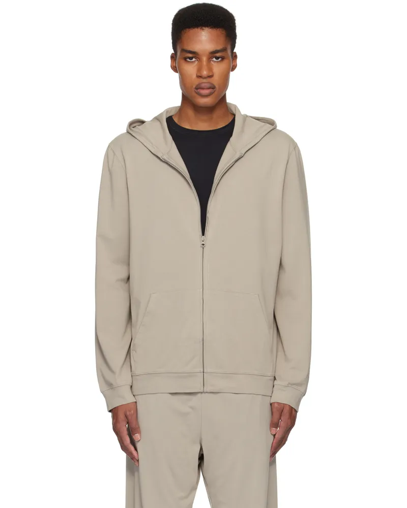 SKIMS Gray Jersey Lounge Zip Up Hoodie Shale