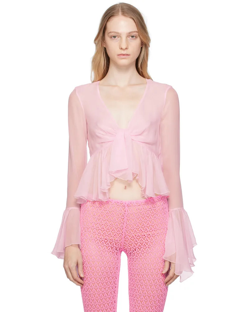 Blumarine Pink Ruffled Blouse N0149