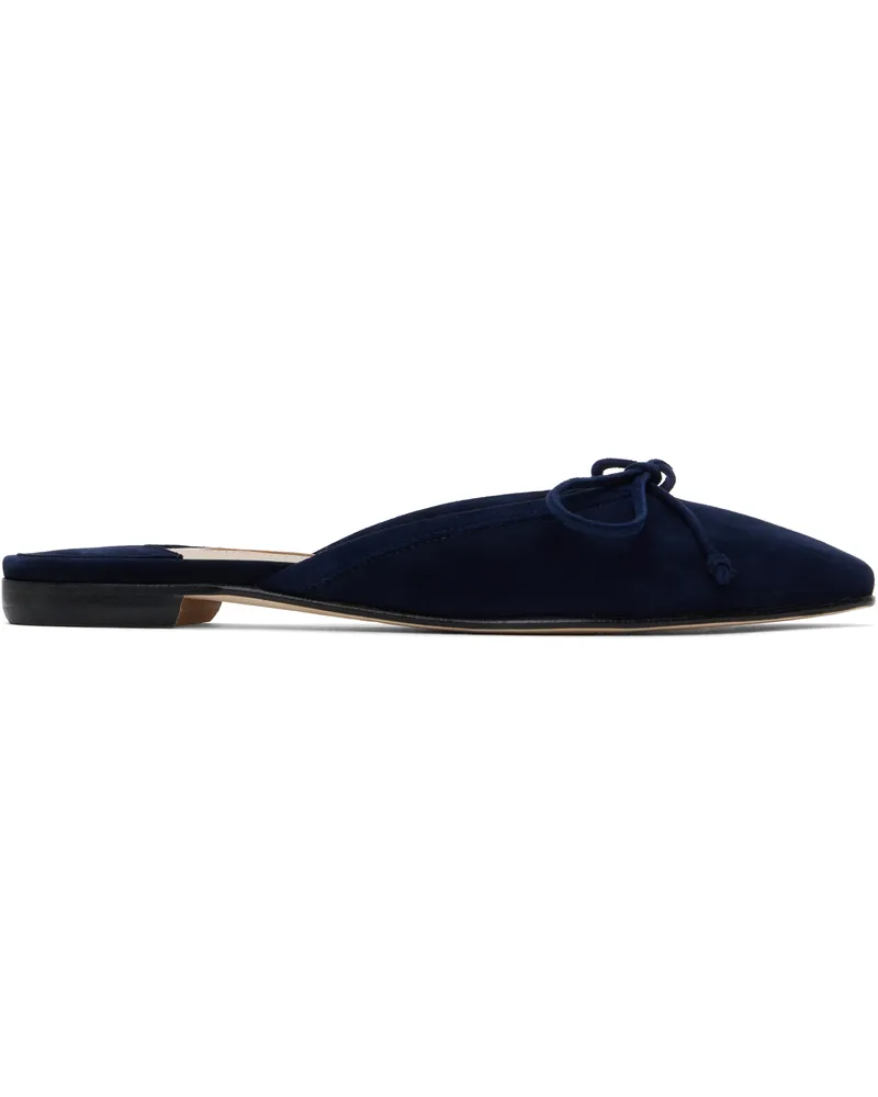 Manolo Blahnik Navy Ballerimu Mules 4116