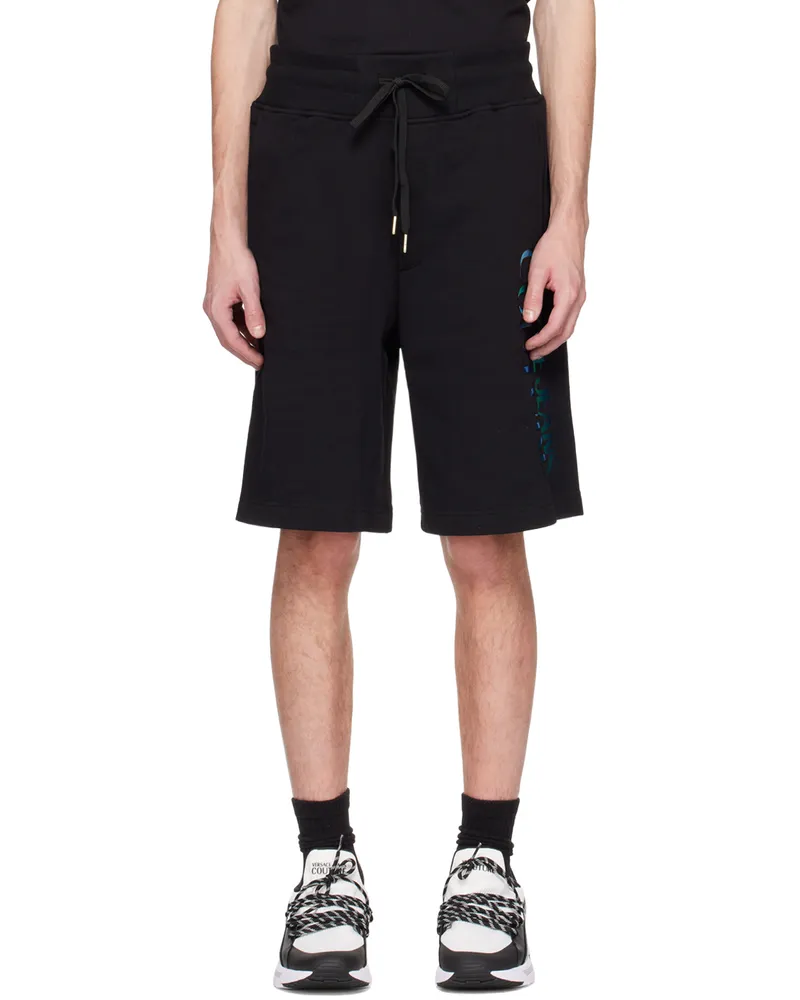 Versace Jeans Black Printed Shorts Eg89