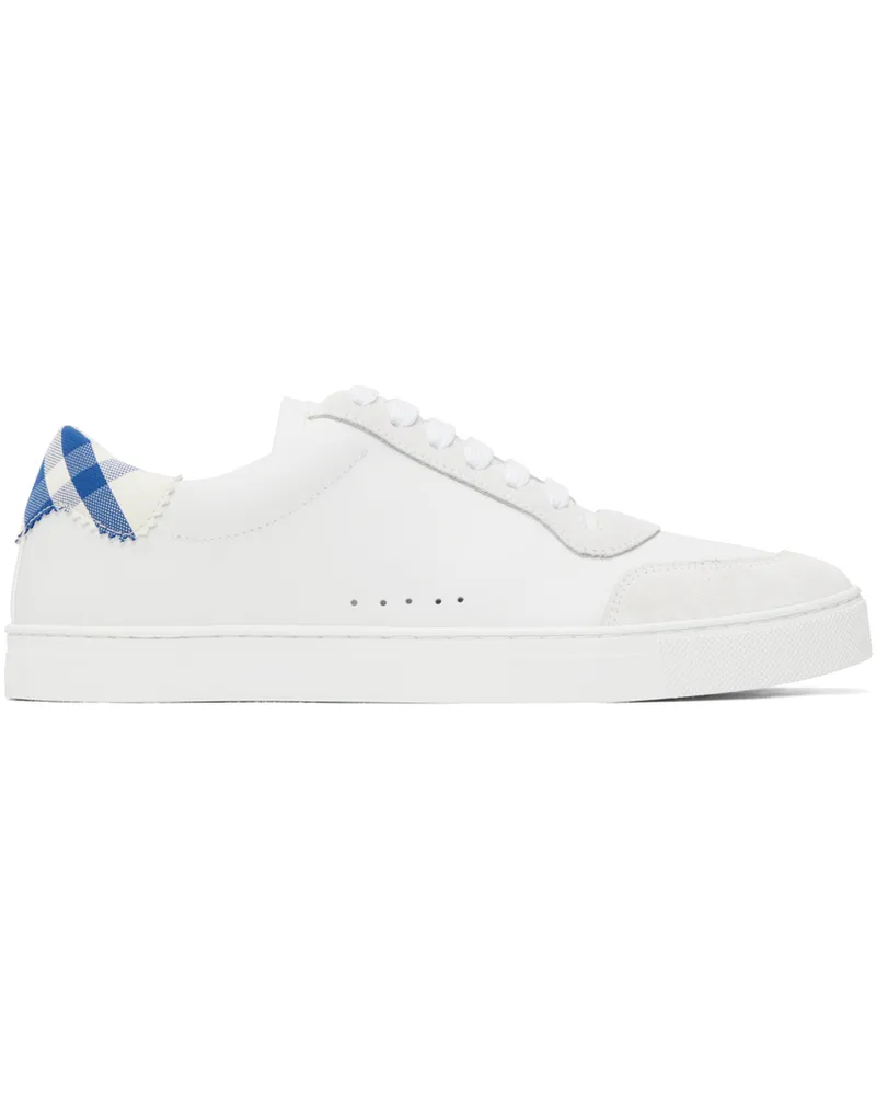 Burberry White & Blue Checked Sneakers Op