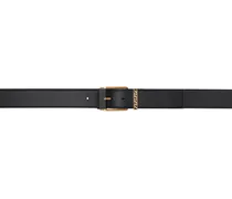 Black Greca Accent Leather Belt
