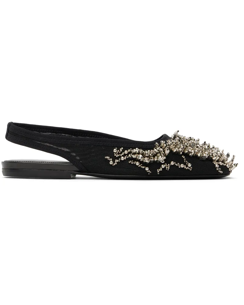 Dries van Noten Black Embellished Mesh Slingback Ballerina Flats 900