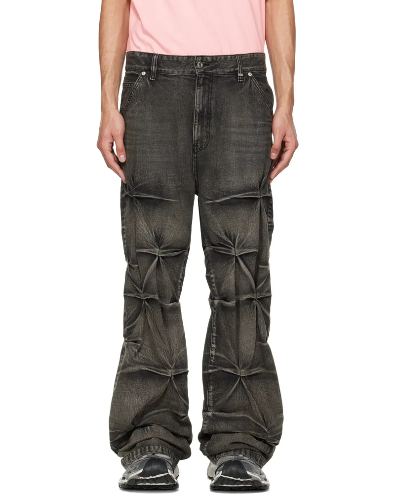 WE 11 DONE Black Wrinkled Jeans Black