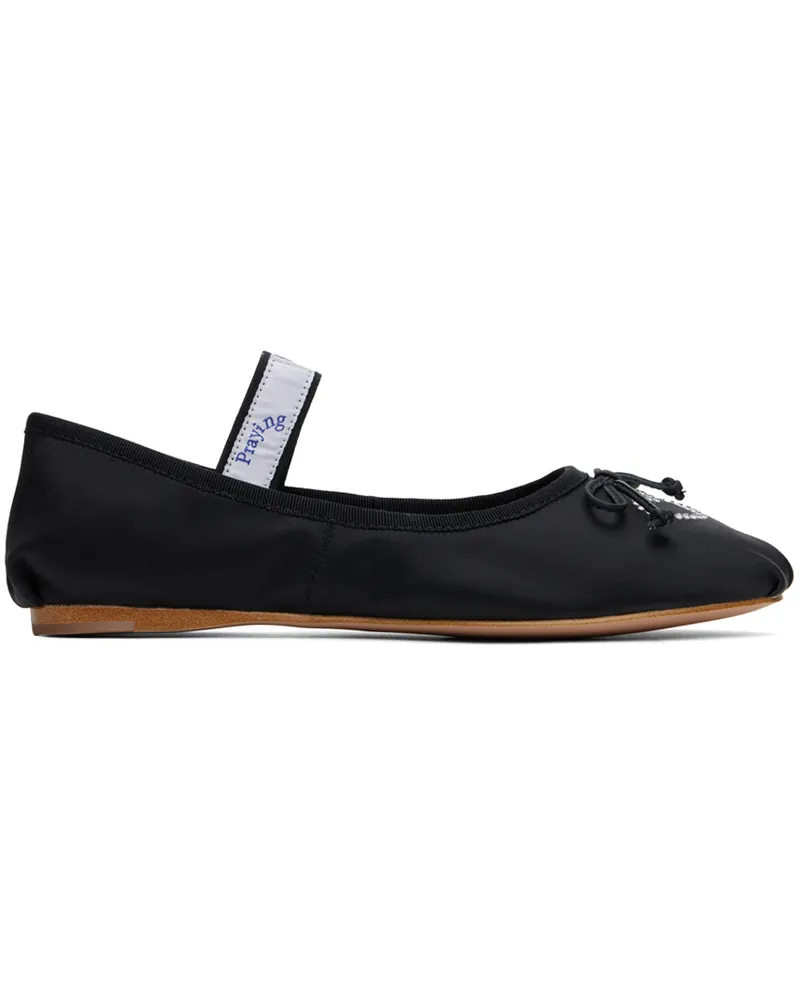 Praying Black Crystal Ballerina Flats Black