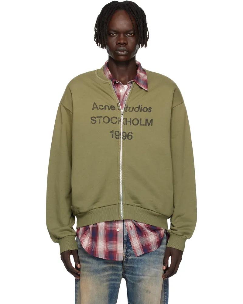 Acne Studios Green Zip-Up Cardigan Ab7