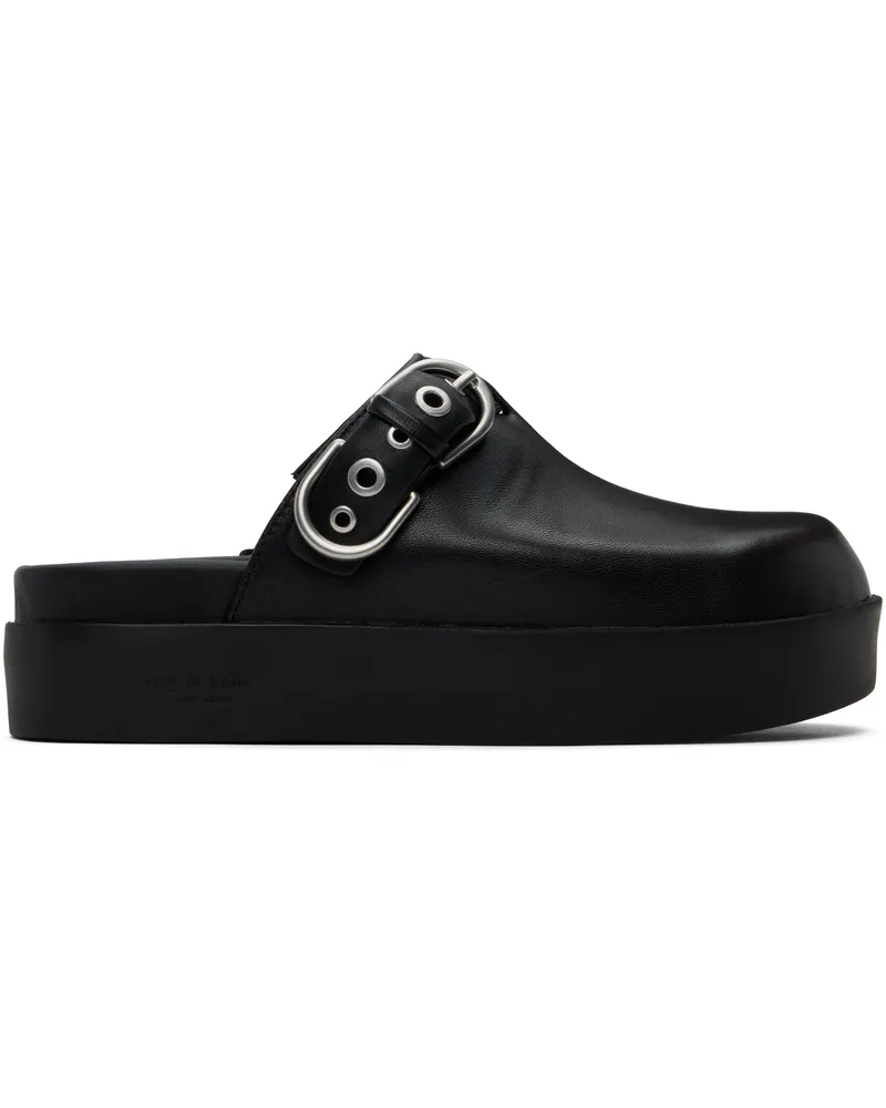 Rag & Bone Black Geo Platform Mules Blk