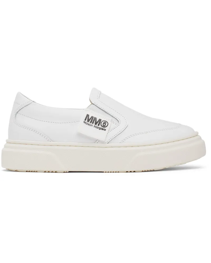 Maison Margiela Kids White Logo Slip-On Sneakers 1