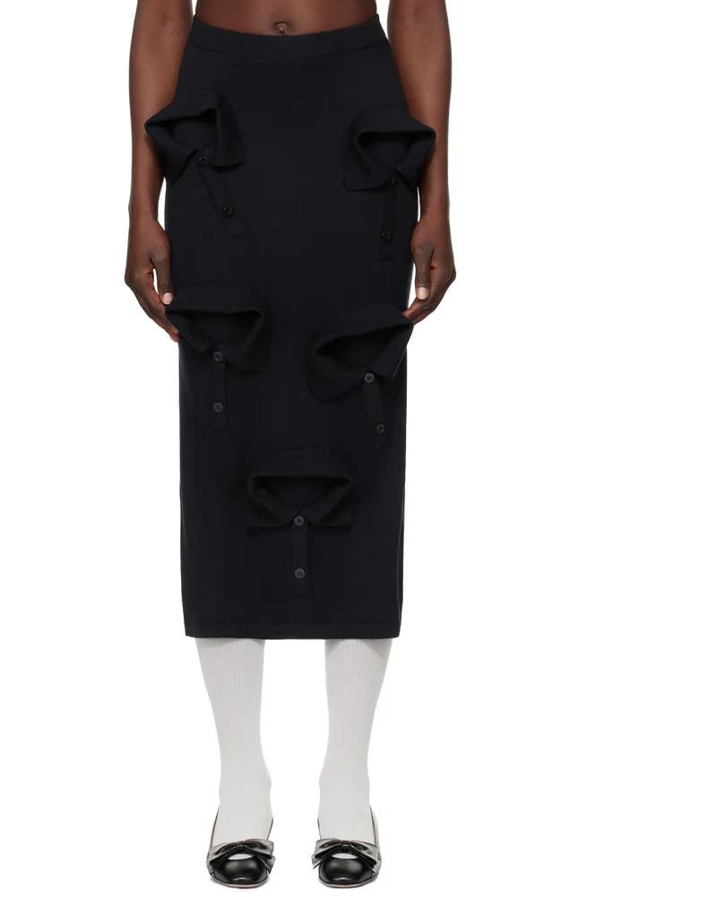 Moschino Navy Multi Collars Knitted Midi Skirt 0510