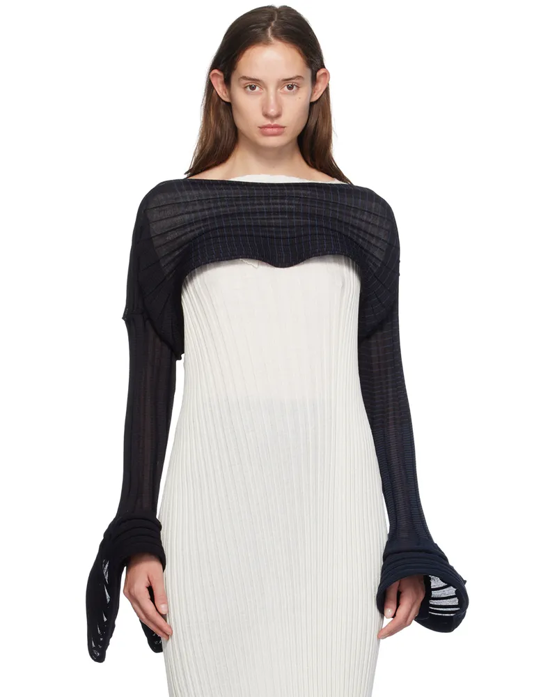 Issey Miyake Black & Navy Asagao Cardigan 17