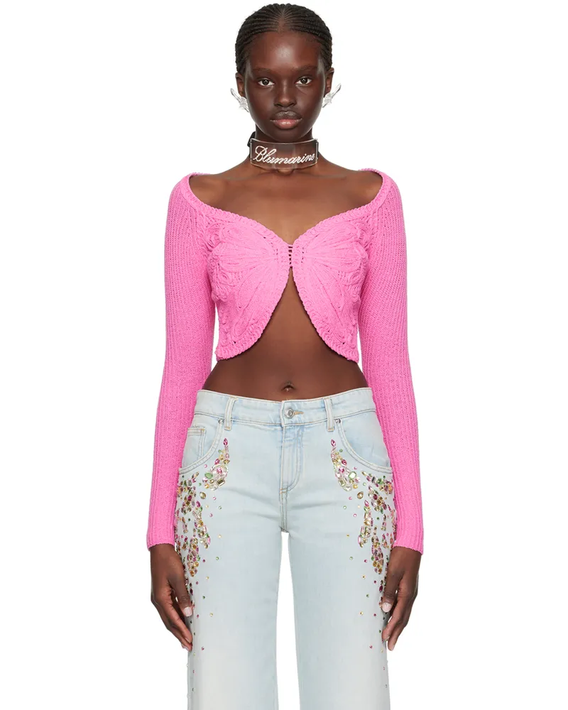 Blumarine Pink Embroidered Cardigan N0731