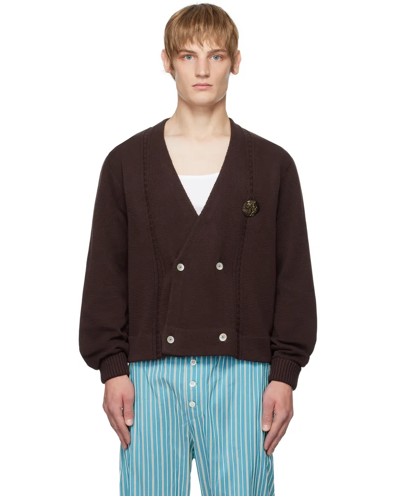 BODE Brown Double-Breasted Cardigan Dkbrn