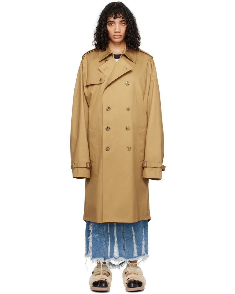 Doublet Tan Invisible Trench Coat Beige