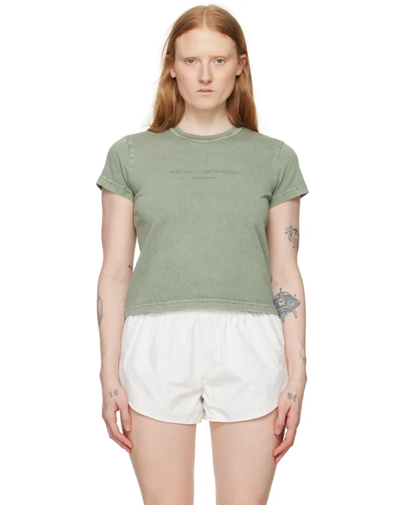 Alexander Wang Green Shrunken T-Shirt 335a