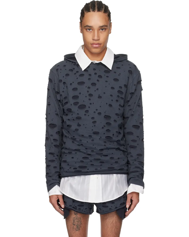 Acne Studios Black Layered Knitted Hoodie Bm0