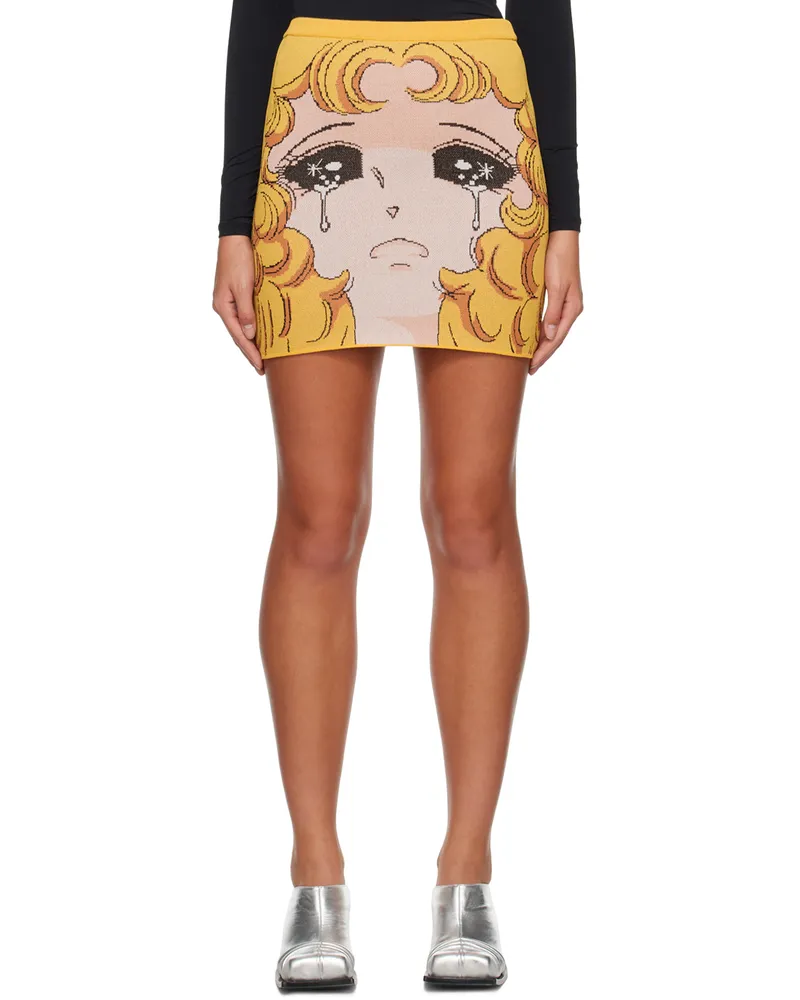 pushBUTTON Yellow Crying Girl Miniskirt Yellow