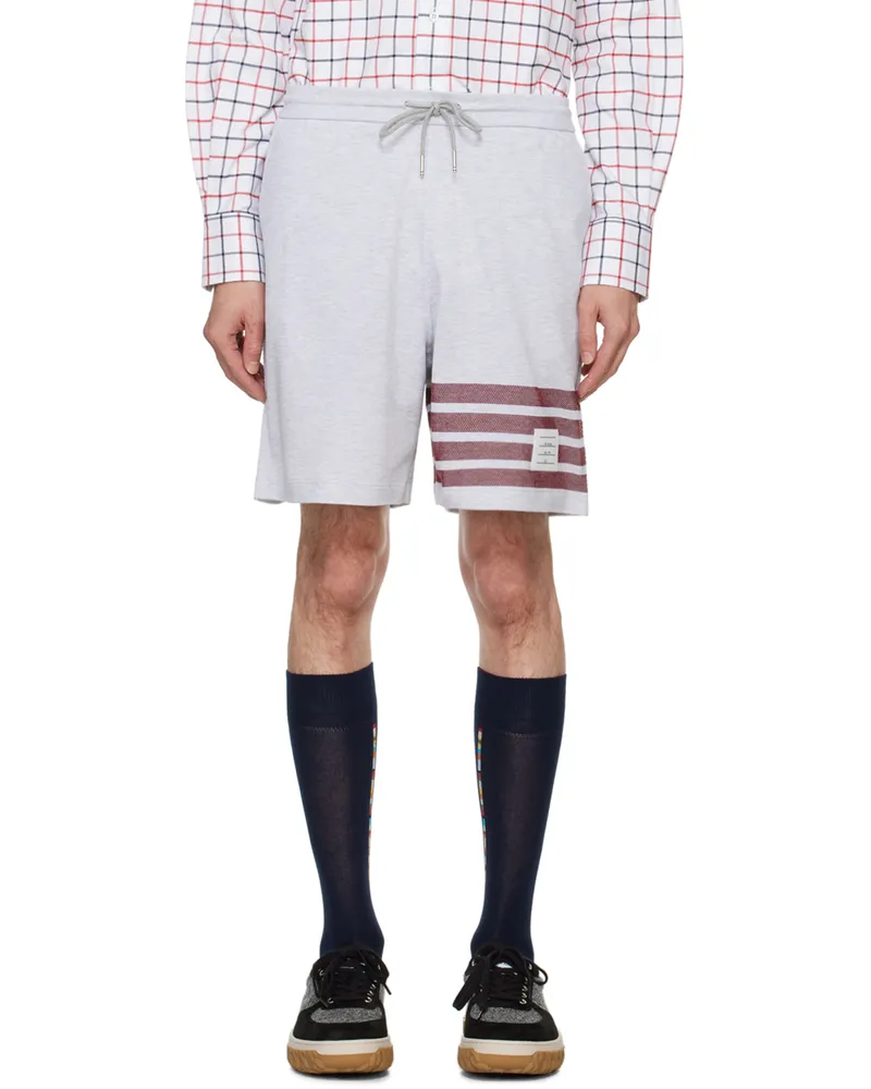 Thom Browne Gray 4-Bar Shorts 050