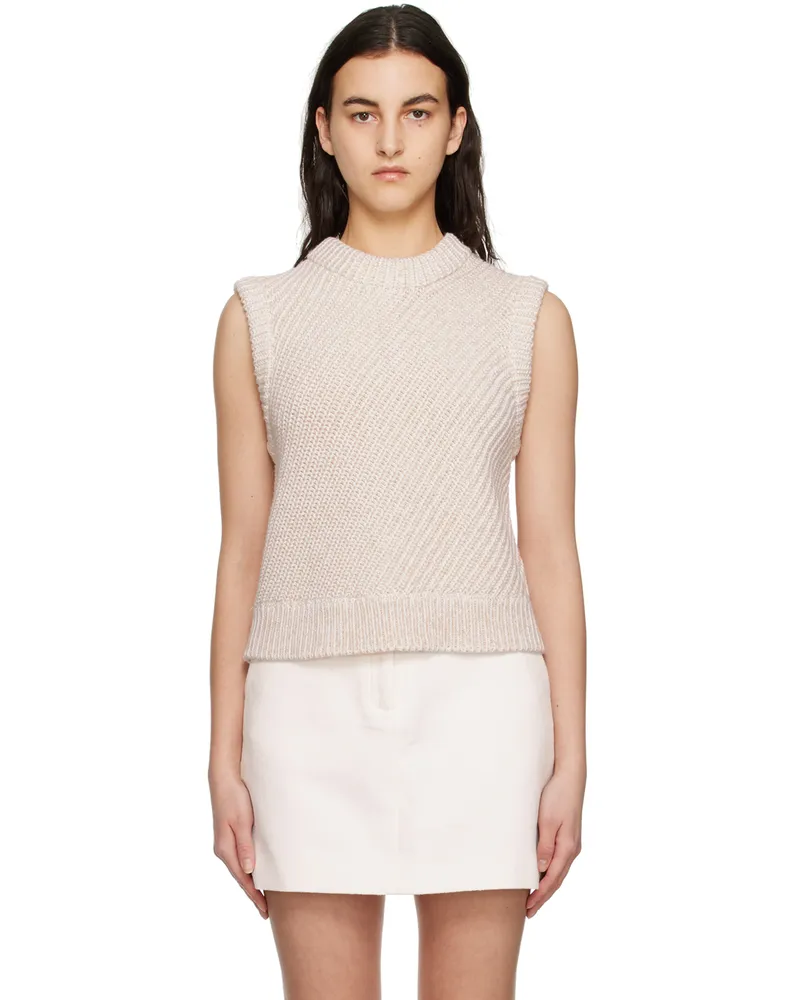 House of Dagmar White Mouliné Vest White