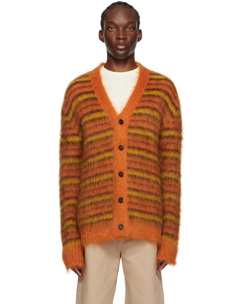 Marni Orange Striped Cardigan Rgr20