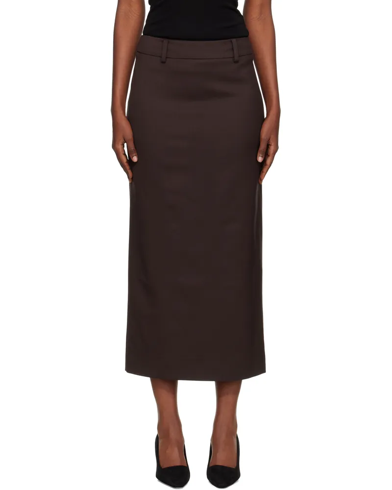 FRANKIE Shop Brown Alrose Midi Skirt 200-brown