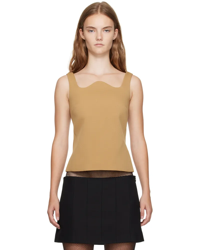 RECTO Yellow Signature Curved Neck Tank Top Ochre