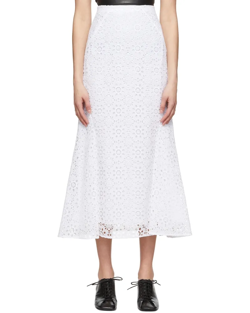 Erdem White Ivetta Midi Skirt White