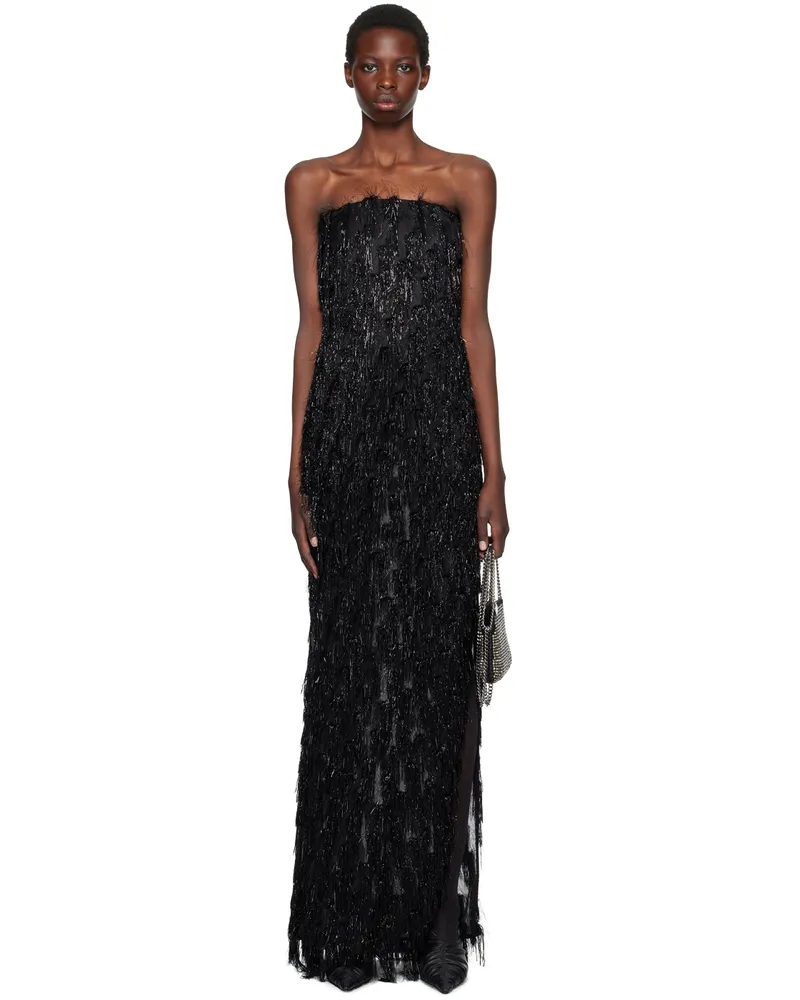 Stella McCartney Black Tinsel Bustier Maxi Dress 1000